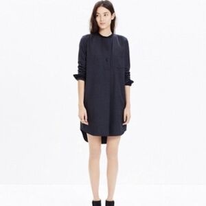 Madewell Charcoal Gray Flannel Long Sleeve Latitude Shirtdress XS